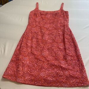 Carmen Marc Valvo Signature Pink Beaded Embellished Lace Dress Size 12